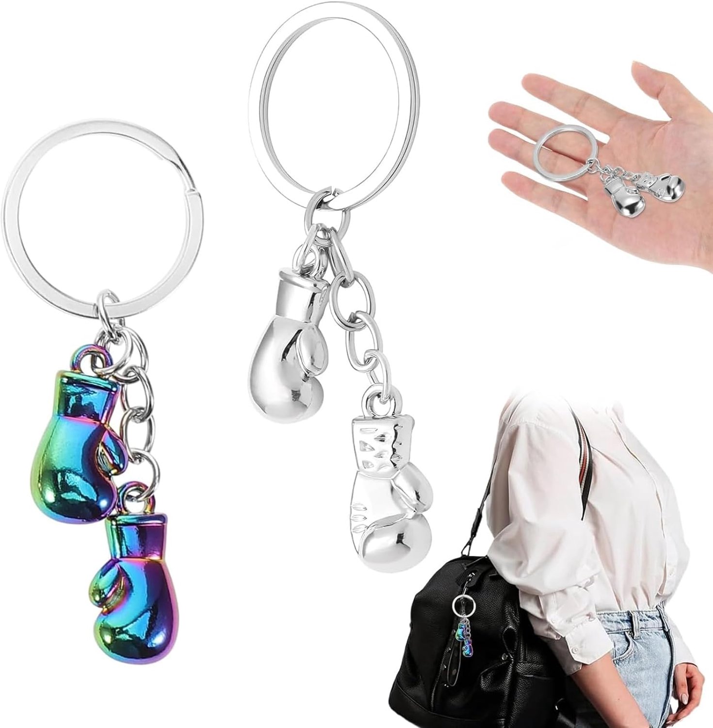 Sleutelhanger Met Bokshandschoenen – 2 Stuks Creatieve Metalen Sleutelhanger – Uniek Cadeau Voor Vriendin, Sportliefhebber, Collega Of Kind