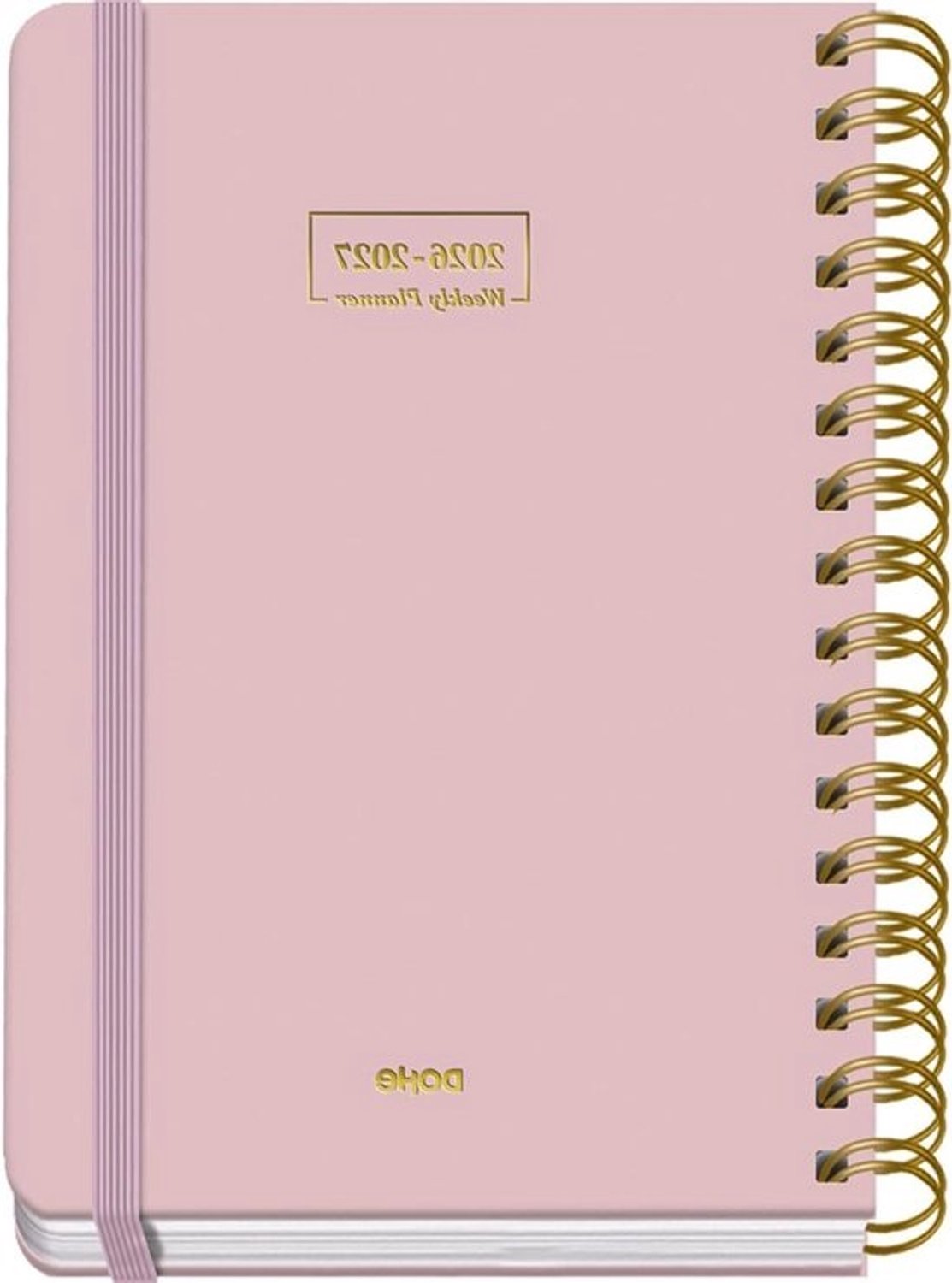 Schoolagenda 2026-2027 - Dagplanner per pagina - Studie plannen - Dubbele spiraal - A5-formaat - Roze