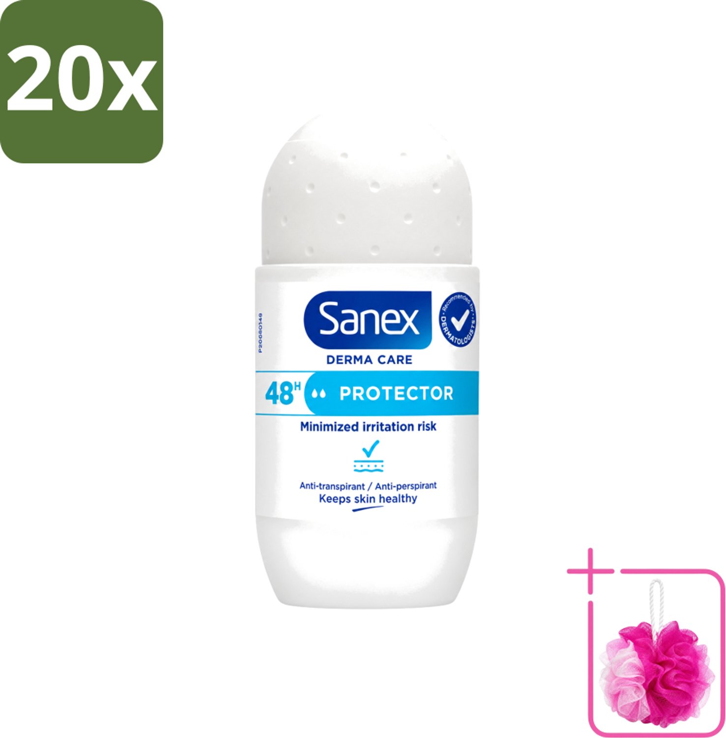 20 x Sanex – Deodorant Roller – Dermo Protector – 53 ml - Bulkverpakking - Deodorant roller - Douchemop - Huidbescherming