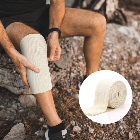 Ondersteunende Elastische Bandage voor Sport, Wasbaar en Herbruikbaar, Ideaal voor Grote Knieën en Middelgrote Thighs, Katoen en Spandex, Wit — afbeelding 3