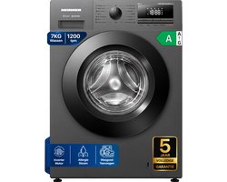 Heinner HWM-HME712IVSMTGA+++ Wasmachine – 7 kg – 1200 tpm – Energieklasse A – Inverter Motor – 15 Programma’s – Stoomprogramma’s – 15 Min Snelprogramma – Digitaal Display – Kinderslot – Titaniumgrijs