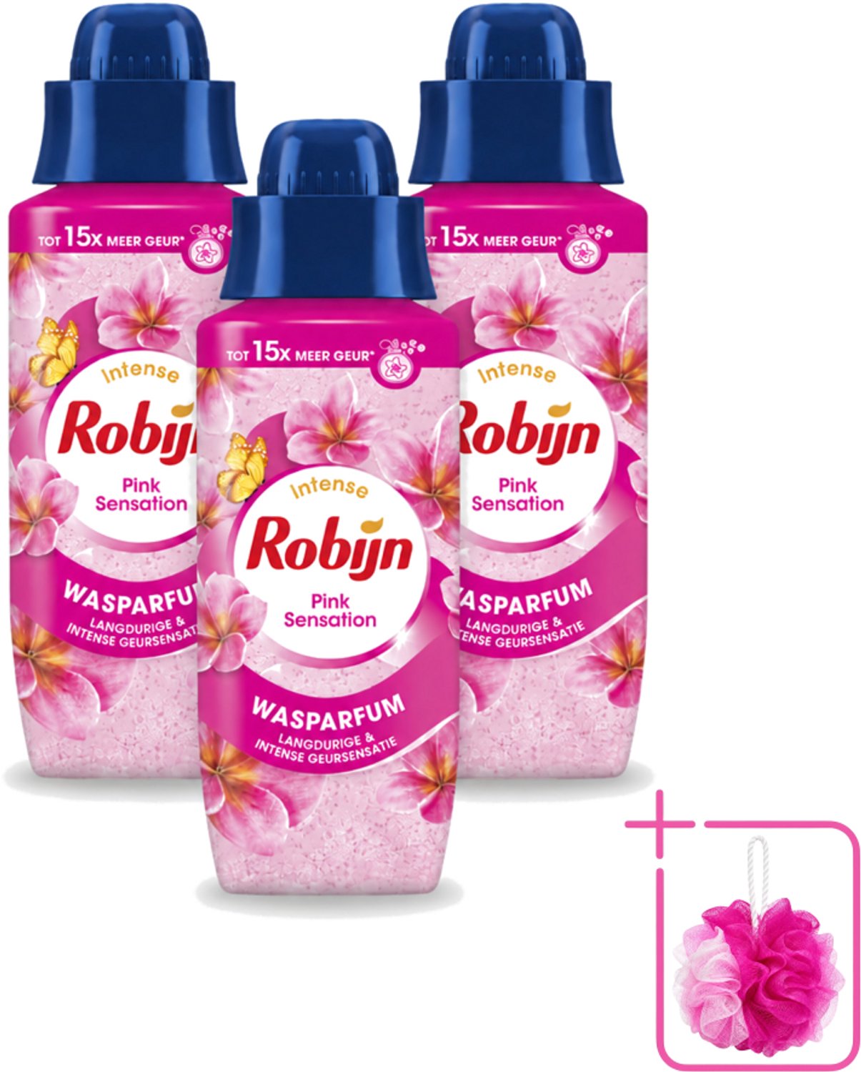 3 x Robijn – Wasparfum – Intense Pink Sensation – 342 ml - Bulkverpakking - Wasparfum - Douchemop - Wasgeur
