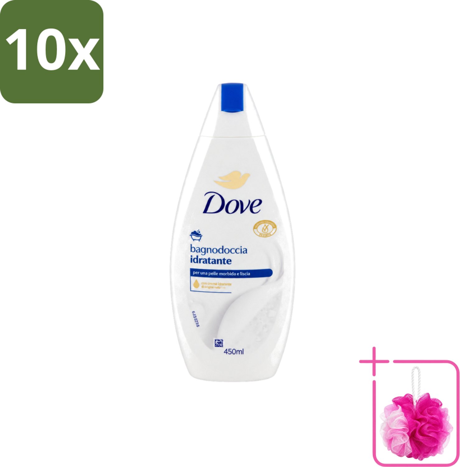 10 x Dove – Douchegel – Hydraterend – 450 ml - Bulkverpakking - Douchegel hydraterend - Douchemop - Huid verzorging