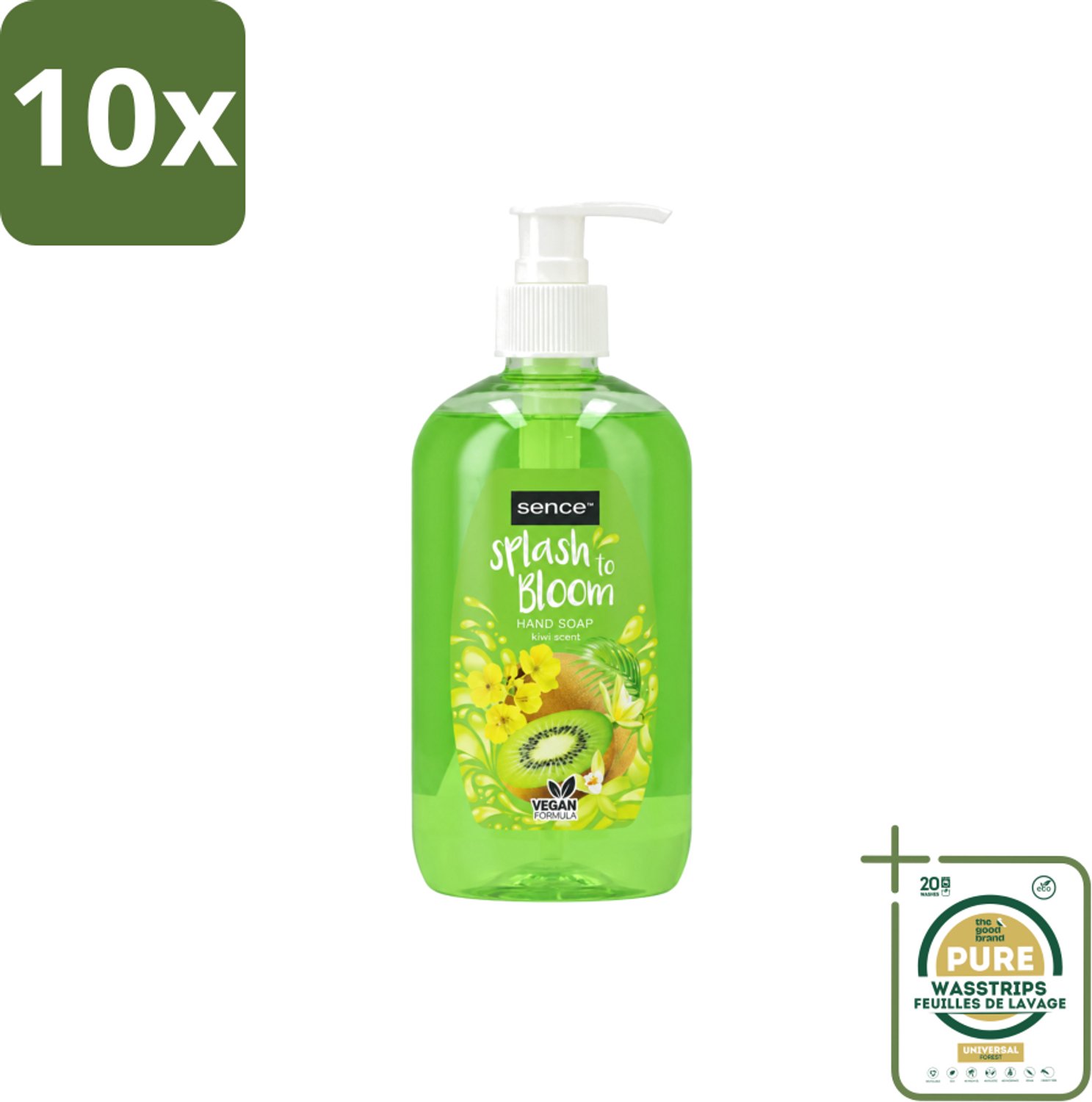 10 x Sence – Handzeep – Splash To Bloom Kiwi – 500 ml - Wasstrips - Handzeep - Handwas - Kiwi Geur - Hygiëne - Huidverzorging
