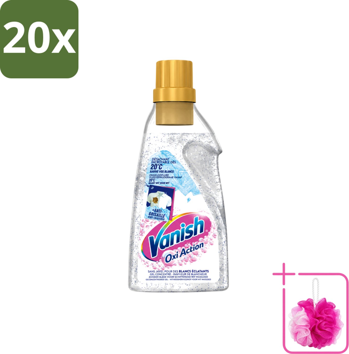 20 x Vanish – Wasbooster Gel – Oxi Action Whitening – 750 ml - Bulkverpakking - Wasbooster - Douchemop - Witte was