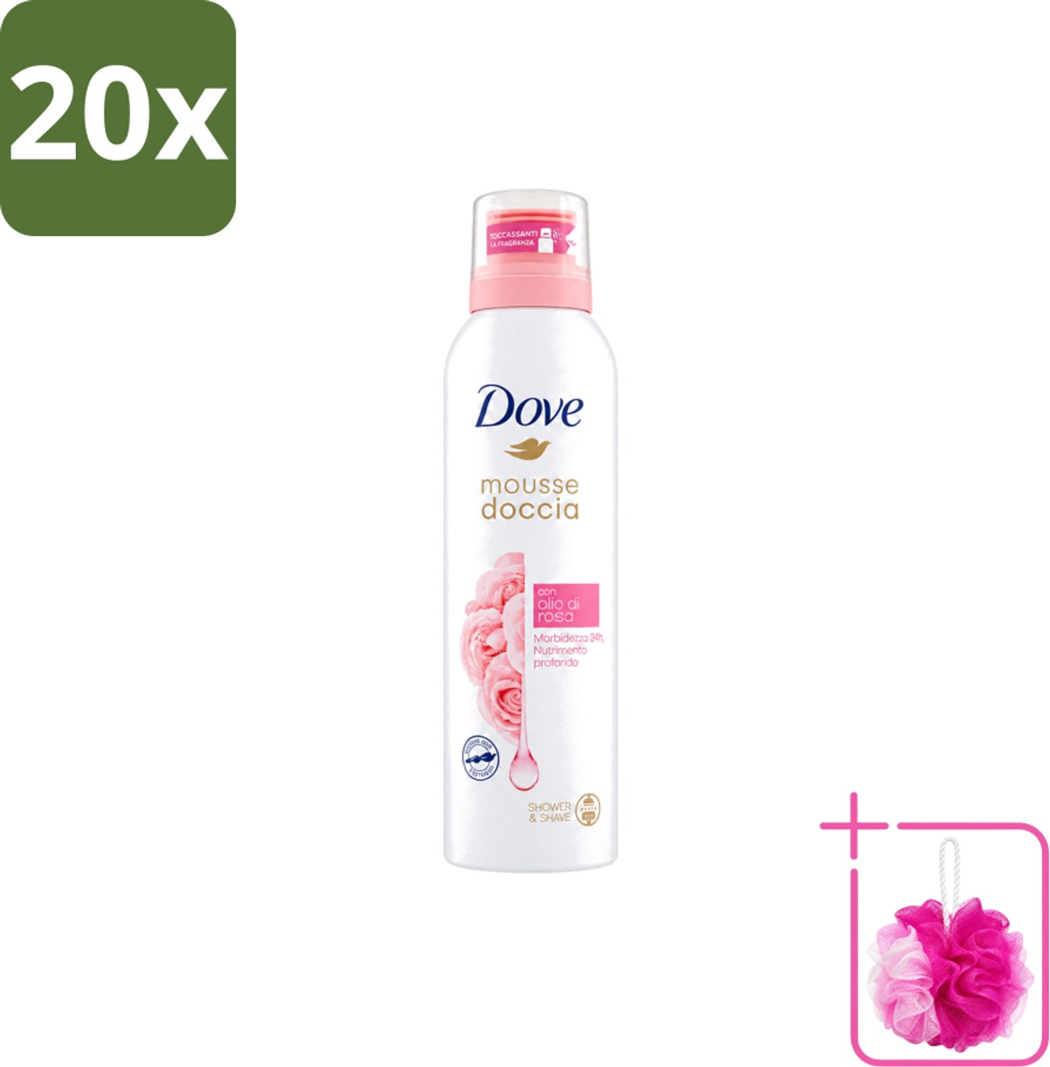 20 x Dove – Douchefoam – Rose Oil – 200 ml - Bulkverpakking - Douchefoam - Douchemop - Rozenolie
