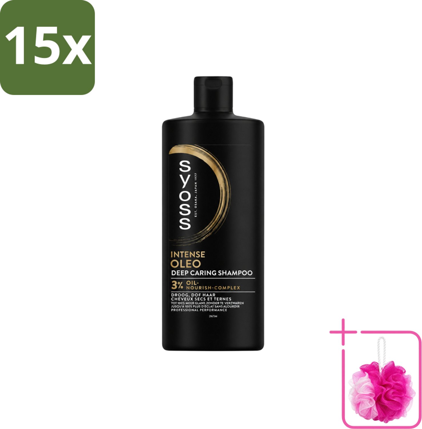 15 x Syoss – Shampoo – Oleo – 440 ml - Bulkverpakking - Voedend shampoo - Douchemop - Droog haar