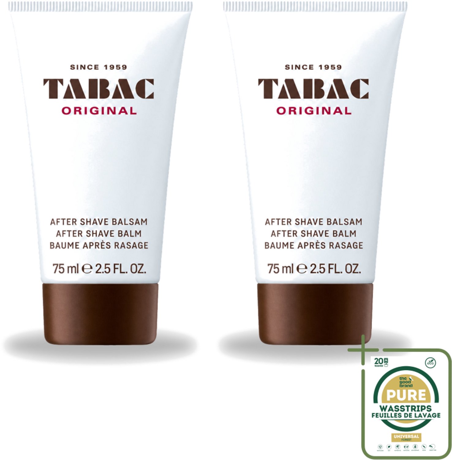 2 x Tabac Original Men - Aftershave Balsem - Verzachtend - 75 ml - Wasstrips - Aftershave Balsem - Huid Verzachten - Huid Kalmeren - Scheren Na - Droge Huid