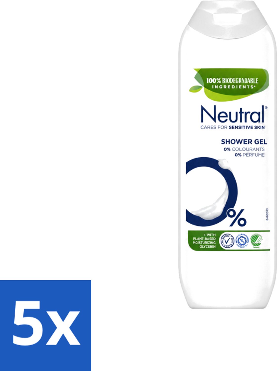 5 x Neutral – Douchegel – Parfumvrij – 250 ml - Voordeelverpakking - 5 stuks