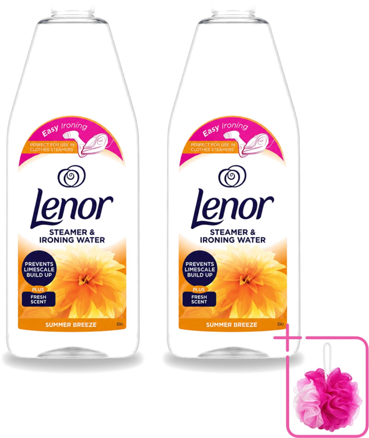 2 x Lenor - Strijkwater - Summer Breeze - Textielverfrisser - 1000 ml - Bulkverpakking - Strijkwater - Douchemop - Zomerse geur