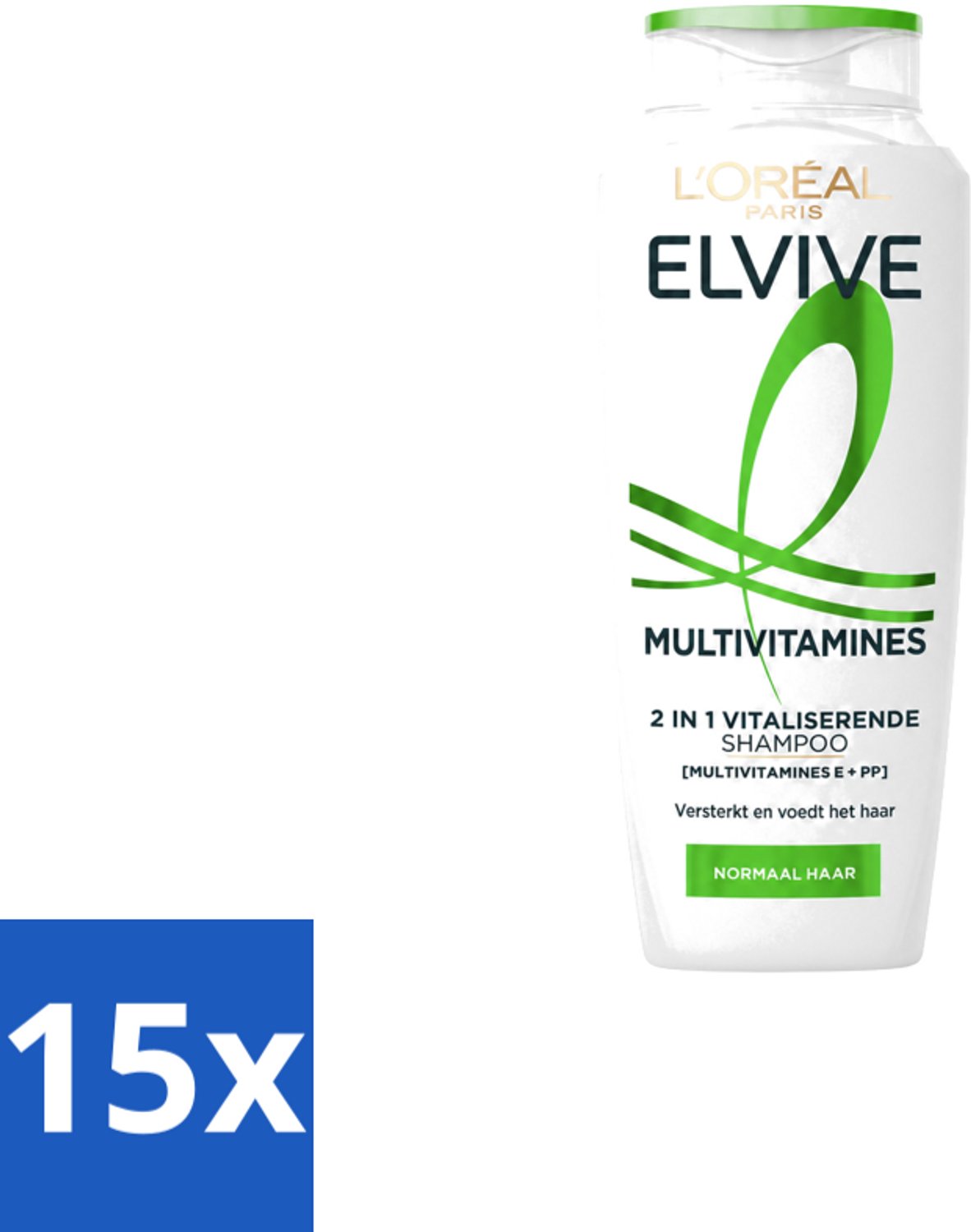 15 x L’Oréal Paris Elvive – Shampoo – Multivitamines 2-in-1 – 250 ml - Voordeelverpakking - 15 stuks