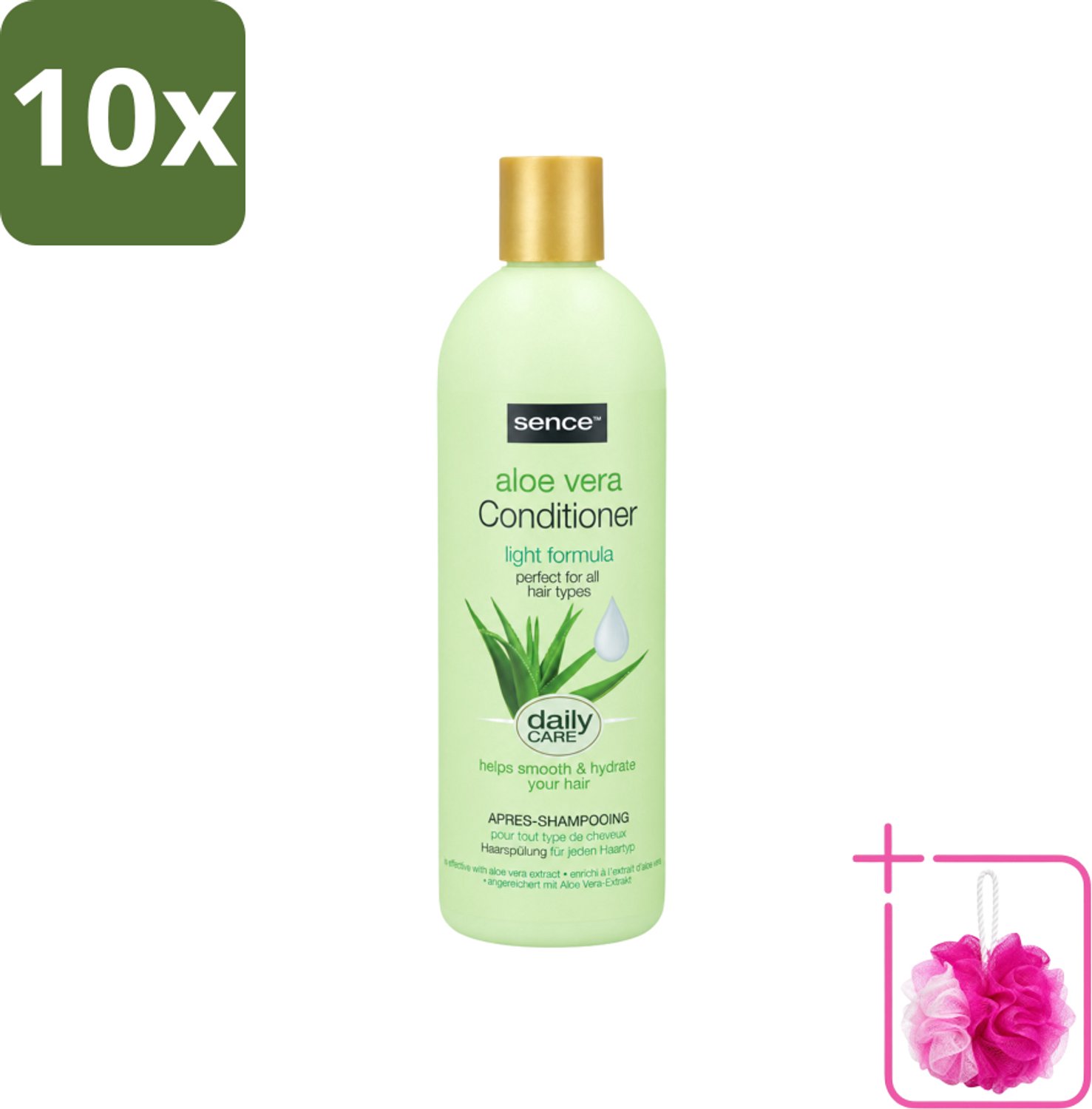 10 x Sence - Aloë Vera - Conditioner - Hydraterend - 400 ml - Bulkverpakking - Aloë vera conditioner - Douchemop - Haarhydrateren