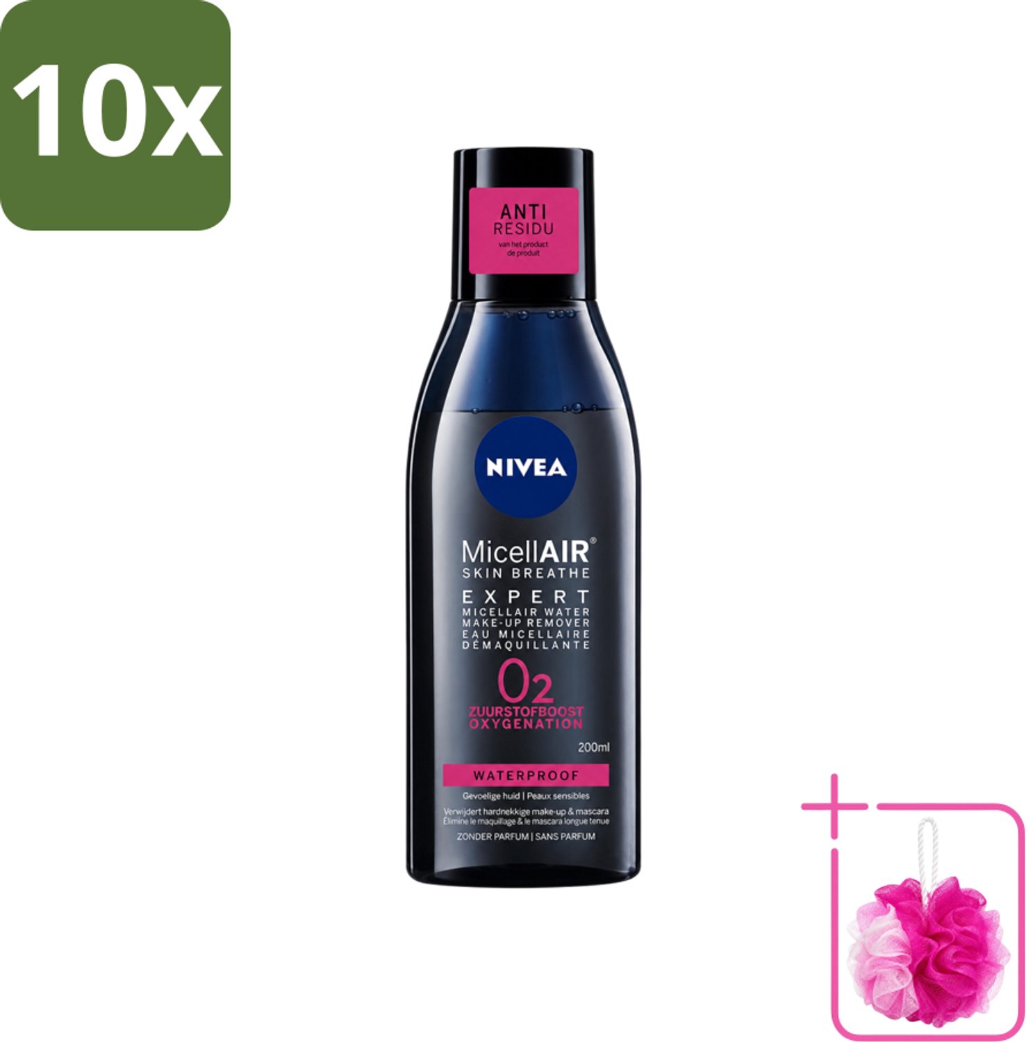 10 x Nivea - Expert Make-up Remover - Micellair Water - Gezichtsreinigingsmiddel - 200 ml - Bulkverpakking - Make-up verwijderen - Douchemop - Gezichtsreiniger