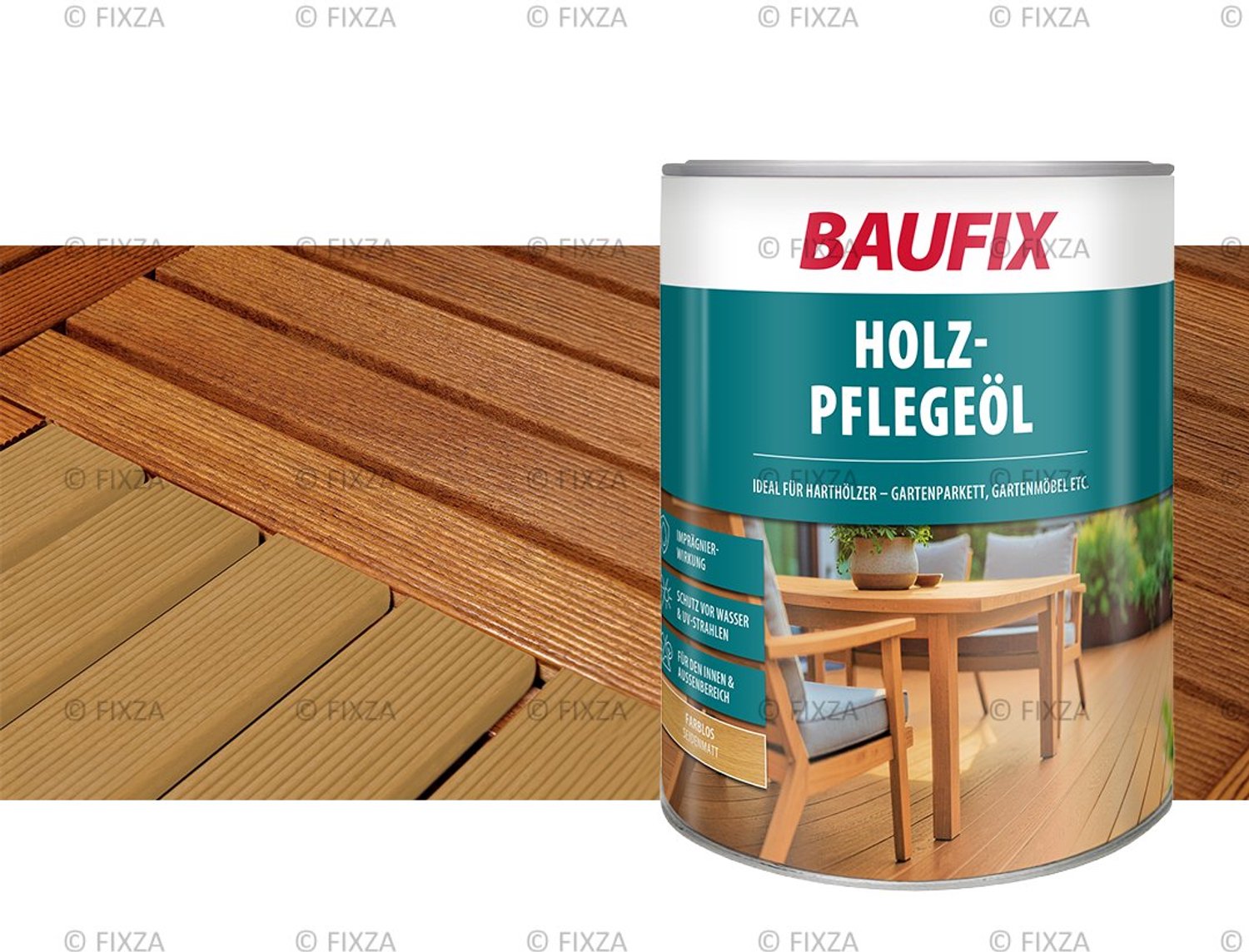 BAUFIX Tuinhoutolie Kleurloos – Houtolie voor Terras, Vlonder & Tuinmeubels – Met Impregneerwerking – 2,5 Liter – Zijdeglans