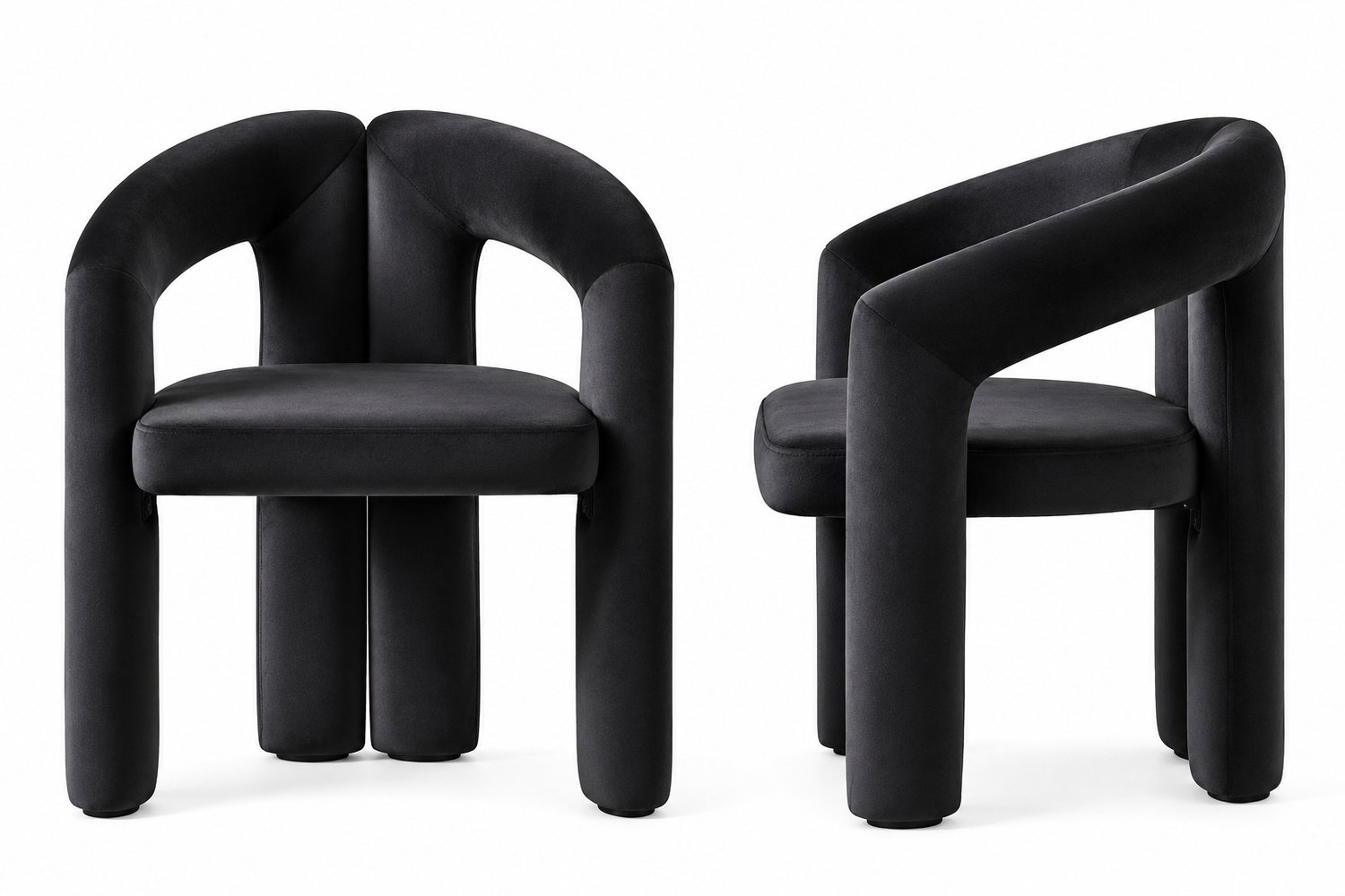 Bresht Eetkamerstoel - Armleuningen - Set van 2 - Scandinavisch Design - Ergonomisch - Tot 150 kg - Zwart - 62 × 52 × 75 cm