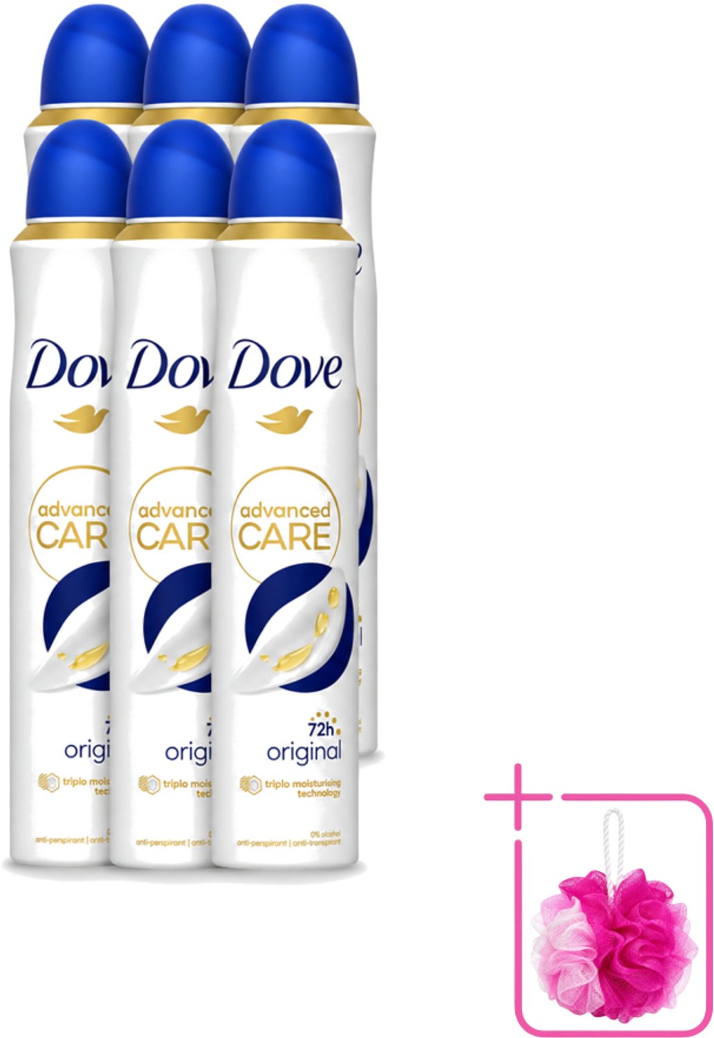 6 x Dove - Deodorant - Spray Advanced Care - Frisse en langdurige bescherming - 200 ml - Bulkverpakking - Anti-transpirant spray - Douchemop - Huidverzorging