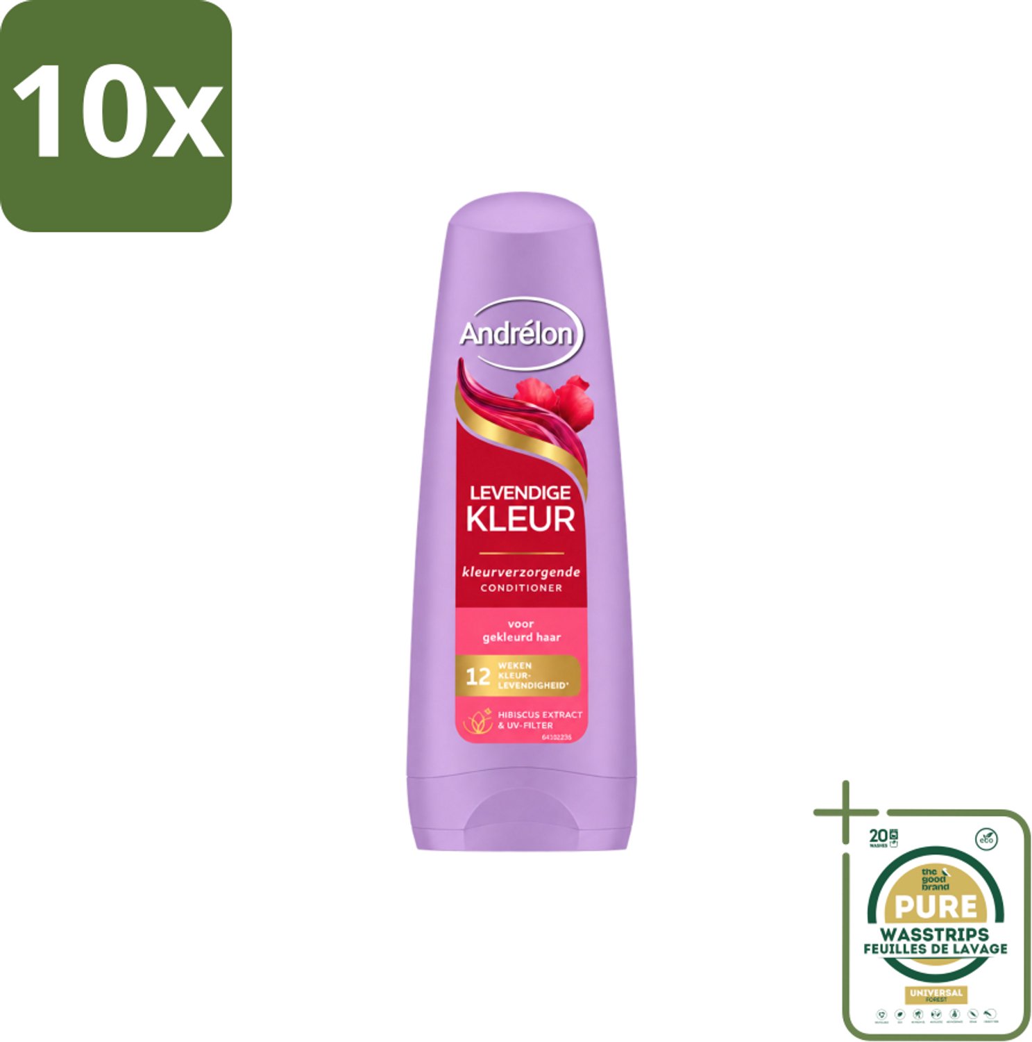 10 x Andrélon – Conditioner – Levendige Kleur – 200 ml - Wasstrips - Kleurvervanging - Haarkleur Bescherming - UV-filter - Hibiscus Extract - Haarkleur Levendigheid