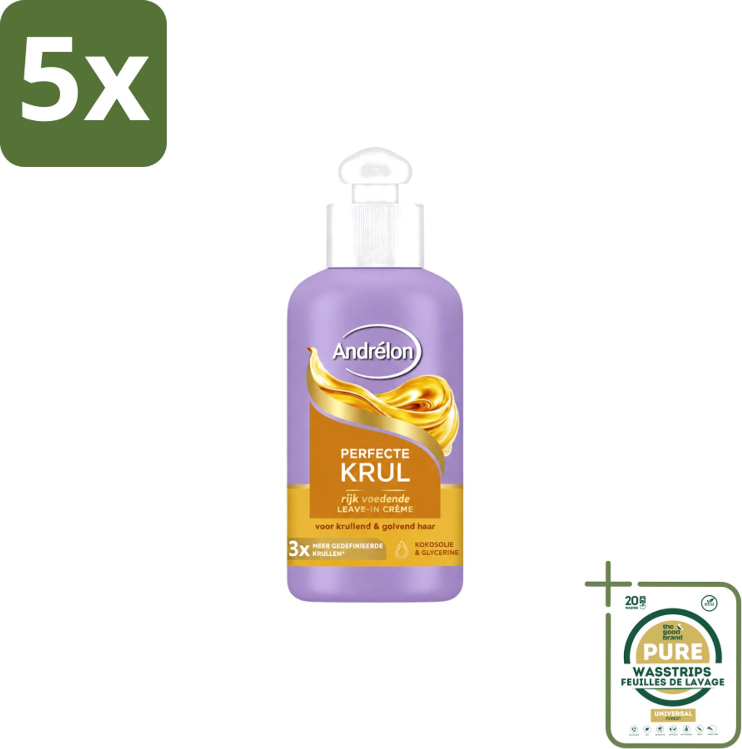 5 x Andrélon – Leave-In Crème – Perfecte Krul – 200 ml - Wasstrips - Krul Haar - Krul Haar Crème - Leave-in Crème - Krul Haar Verzorging - Krul Haar Voeding