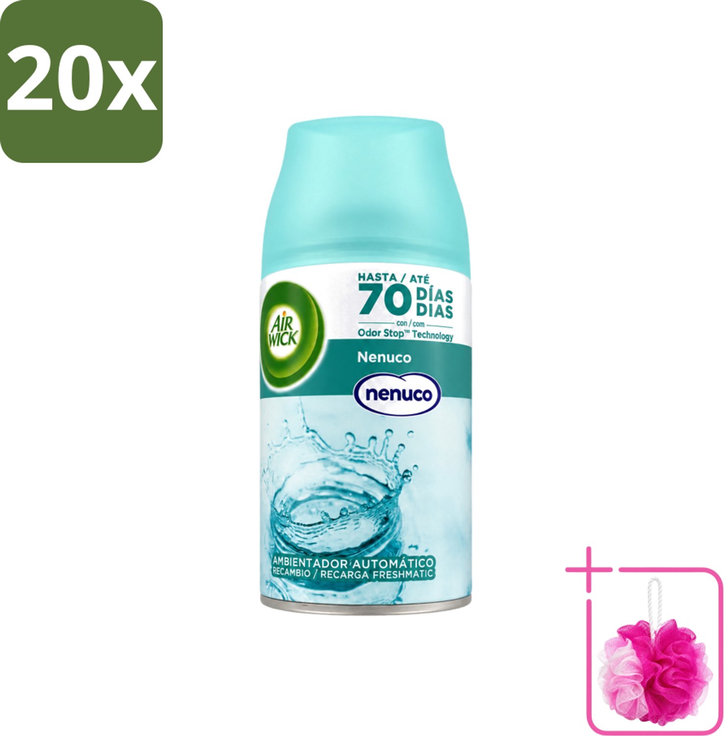 20 x Air Wick - Luchtverfrisser Navulling - Nenuco - Automatische Spray - 250 ml - Bulkverpakking - Luchtverfrisser - Douchemop - Geurverspreider