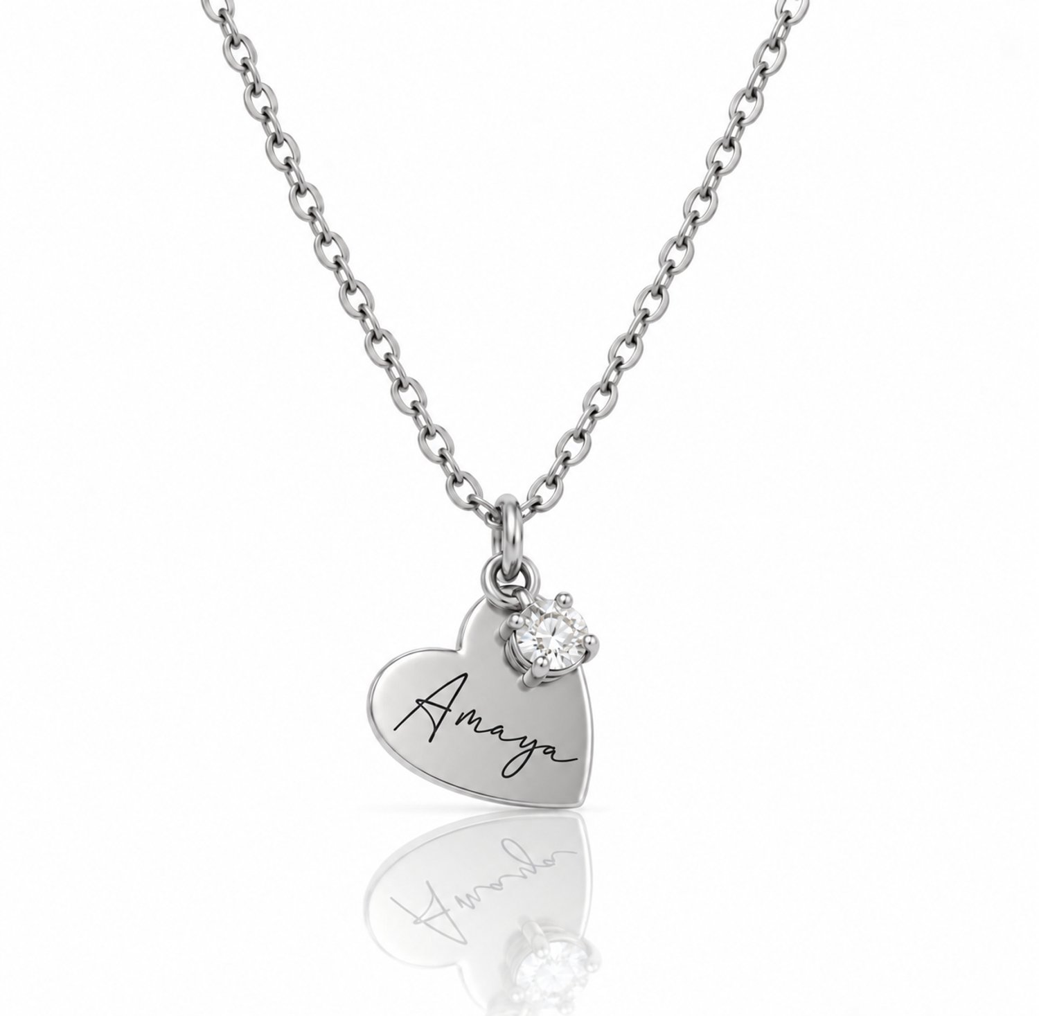 Maevi® Ketting met Naam & Geboortesteen - Kleur: Zilver - Inclusief Ketting 45 CM - Hoge Kwaliteit - RVS / Stainless Steel - Verkleurt Niet - Gepersonaliseerde Ketting - Necklace - Incl. Luxe Verpakking - Naamketting / Ketting met Naam - Birthstone
