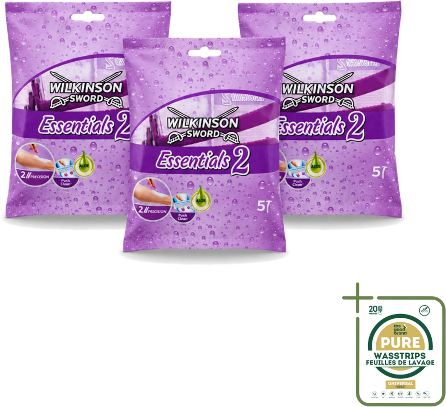 3 x Wilkinson - Wegwerpscheermesjes Essentials 2 - Voor Dames - Antislip Greep - 5 scheermesjes - Wasstrips - Wegwerpscheermesjes - Scheermesjes Voor Dames - Antislip Handgreep - Scherpe Mesjes - Dagelijks Gebruik