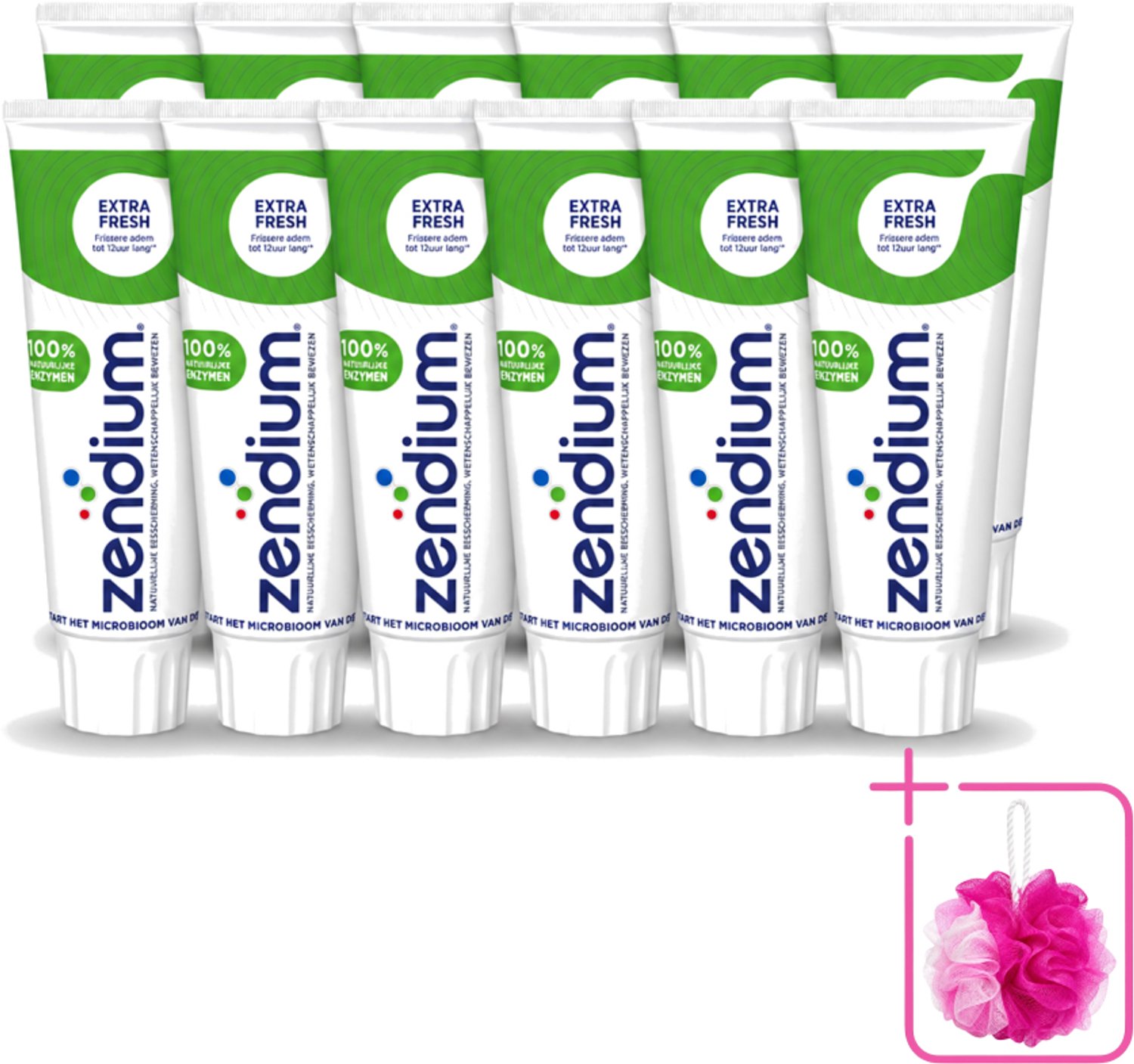 12 x Zendium - Extra Fresh - Tandpasta - Natuurlijke Enzymen - 75 ml - Bulkverpakking - Tandpasta - Douchemop - Enzymen