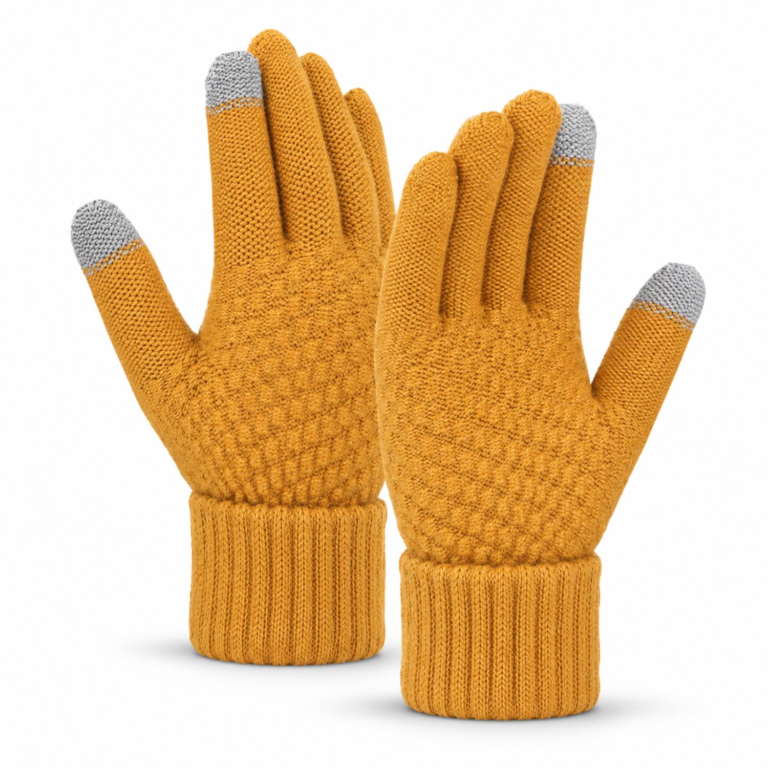 MoodLux Touchscreen Winter Handschoenen - 100% Zachte Acryl - Winddicht - Waterafstotend - Comfortabel One Size - Dames & Heren - Perfecte Pasvorm - Geel