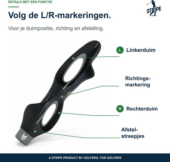 Stripe golf grip trainer - Verstelbaar en opklikbaar - Duimmarkeringen — afbeelding 2