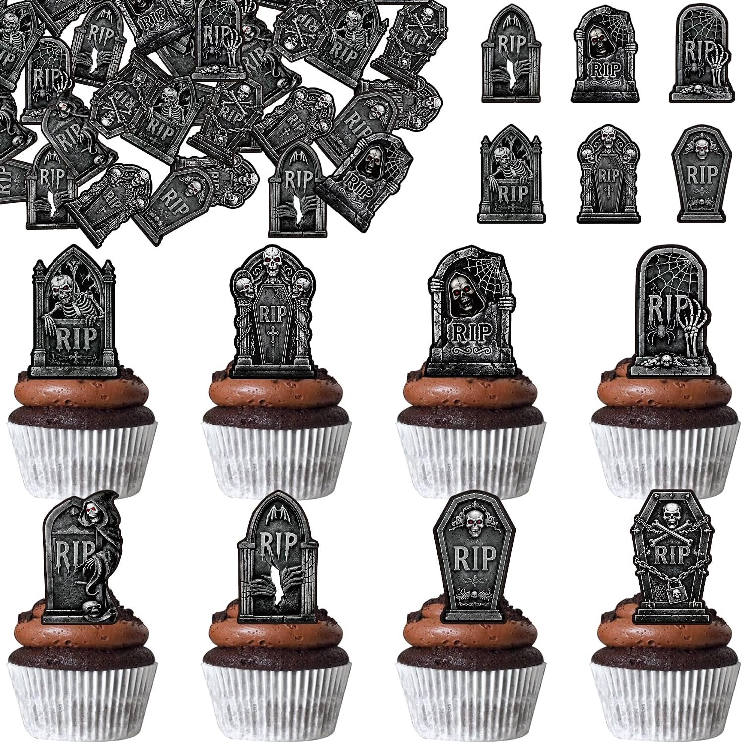 64 eetbare grafsteen cupcake toppers