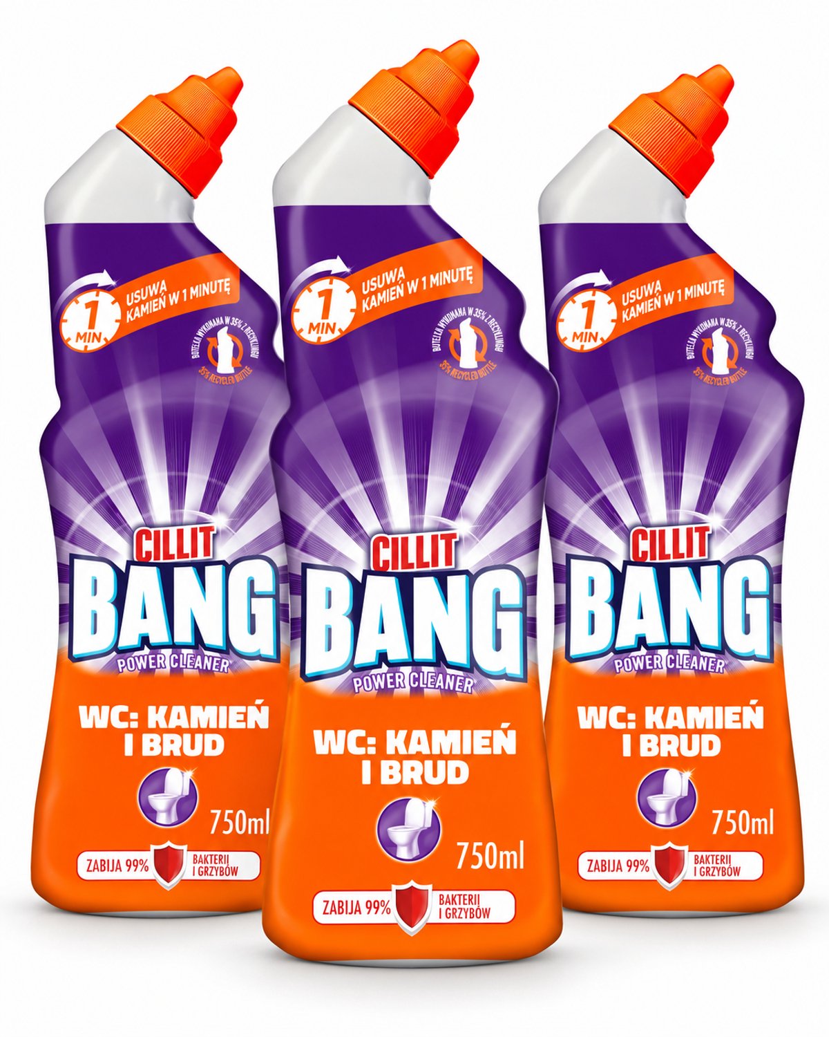 Cillit Bang Power Cleaner WC Reiniger – 3 x 750 ml – Krachtige Toiletreiniger tegen Kalk en Vuil – Kalkverwijderaar voor Toiletpot – Voordeelpak 2,25 Liter