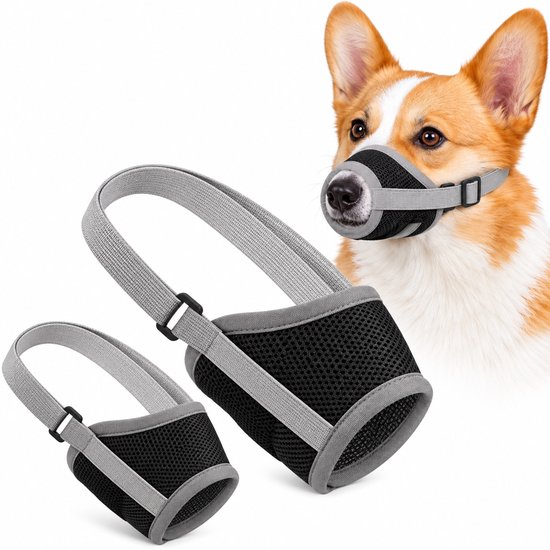 4Paw® Muilkorf kleine hond - Maat M- Snuit 13-16 cm Verstelbaar grijs