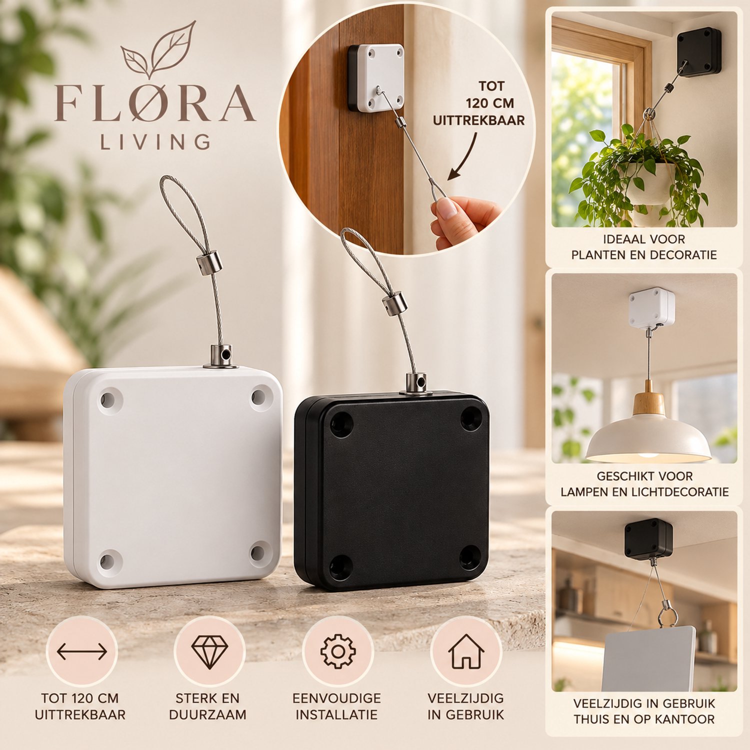 FLØRA Living Automatische Deursluiter Wit - Zelfsluitend Binnendeur en Schuifdeur