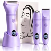 3-in-1 Ladyshave met Display - Gezicht - Oksels - Benen - Bikinilijn - Sansbeauté® - Scheerapparaat Vrouw - Ontharingsapparaat - Gezichtsontharing Dames - Trimmer Vrouw Intiem - Ladyshaves Bikini - USB Oplaadbaar