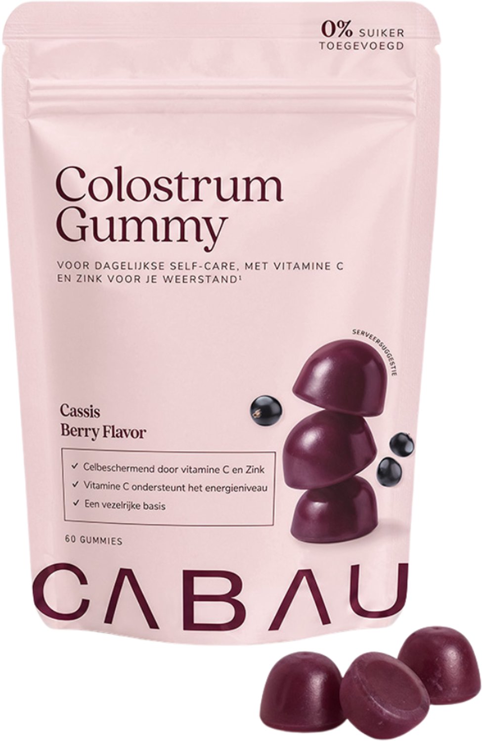 Cabau - Colostrum Gummy - Cassis Berry - Weerstand Gummies met Vitamine C, Zink & GOS - 60 Gummies