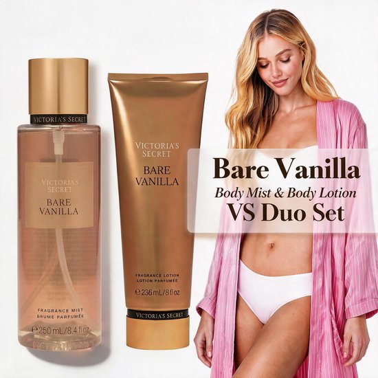 Victoria's Secret Bare Vanilla DUO SET Fragrance Bodymist Met VS Geschenktasje