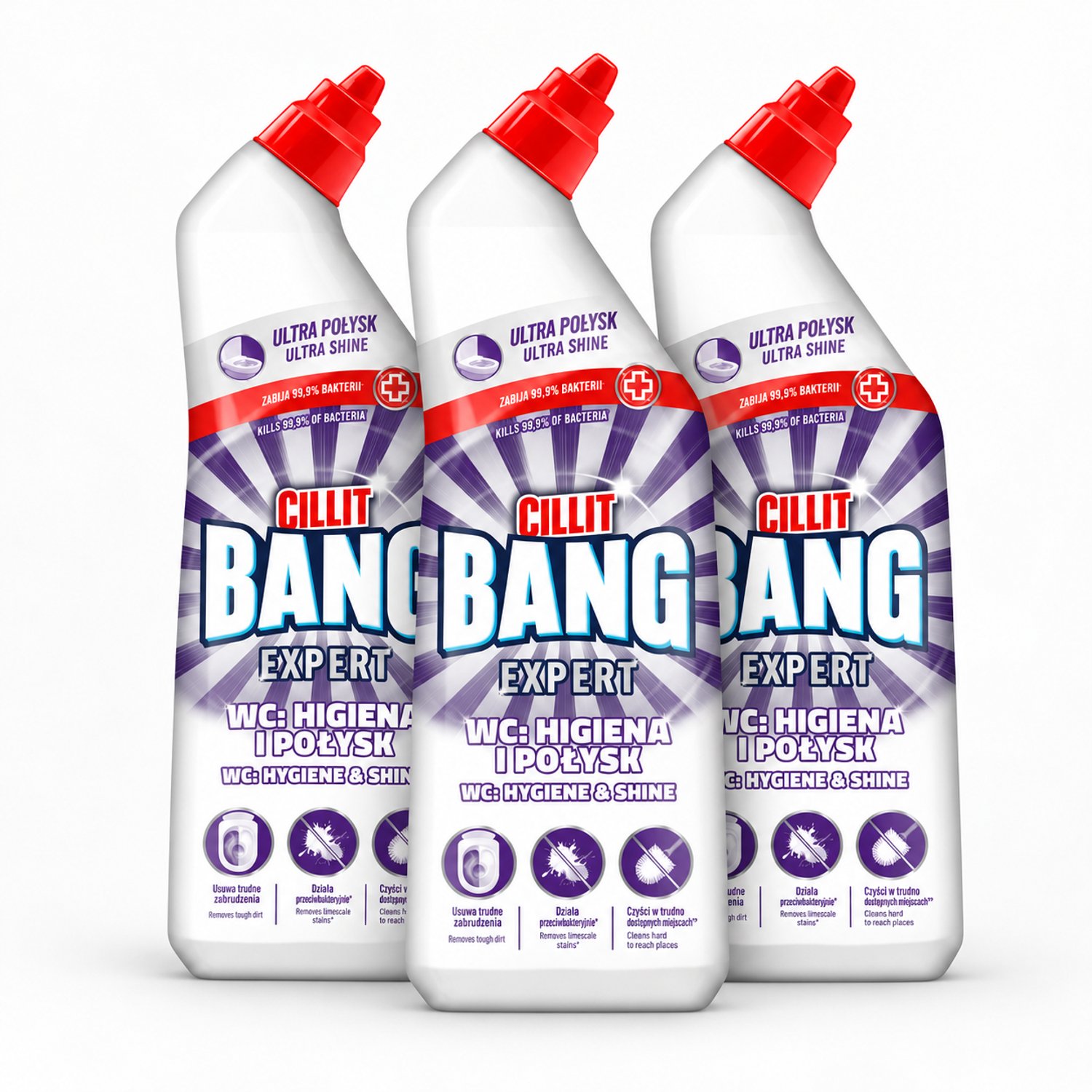 Cillit Bang Expert WC-Reiniger Hygiene & Shine – 3 Stuks Voordeelpak – Krachtige Toiletgel – Tegen Hardnekkig Vuil – Hygiëne & Glans