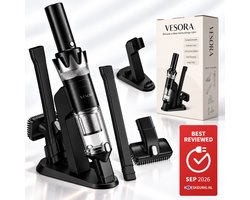Vesora® 3-in-1 Kruimeldief - Kruimelzuiger Snoerloos best verkocht - Krachtige Handstofzuiger met Opzetstukken en Steel - Ook Voor Dierenharen - Stofreiniger - Autostofzuiger - Air Duster - HEPA-filter - Draadloos - Zwart / Zilver