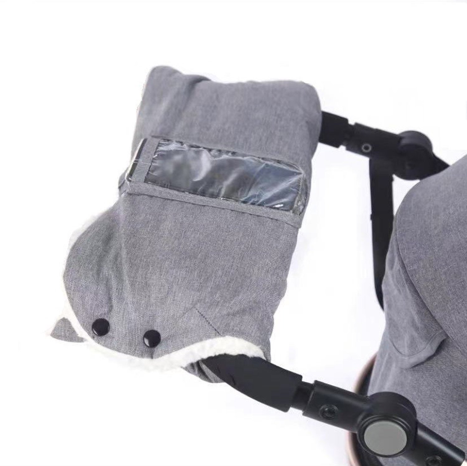 HisKes Kinderwagen handschoenen - Warme Kinderwagenhandschoenen - Universele Winter Kinderwagenhandschoenen - Warme en Winddichte Handschoenen - Met Transparant Venster - Geschikt voor Kinderwagenhandschoenen - 46*23cm - Grijs