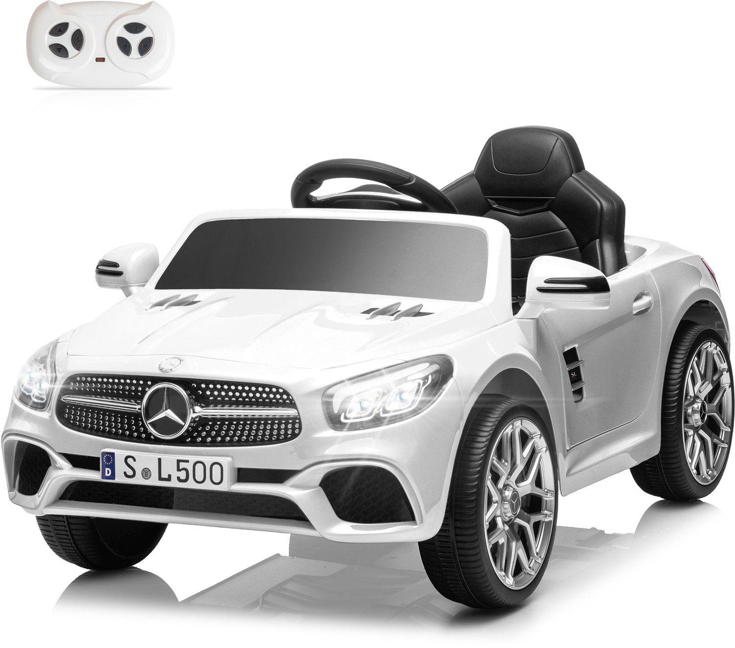LEADZM Mercedes-Benz SL500 elektrische kinderauto met 2,4 GHz-afstandsbediening, 12 V,Wit