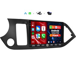 Boscer 2 DIN Android 15 Autoradio - Geschikt voor Kia Picanto (2011–2017) - Draadloos Apple Carplay & Android Auto - 9 inch HD IPS Touchscreen - 4+64GB - GPS Navigatie - WIFI, Bluetooth & USB - Achteruitrijcamera & Microfoon