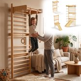 Aufun 6-in-1 spoorwand set voor indoor fitness en training voor volwassenen, inclusief turnringen, touwladder, schommel en optrekstang