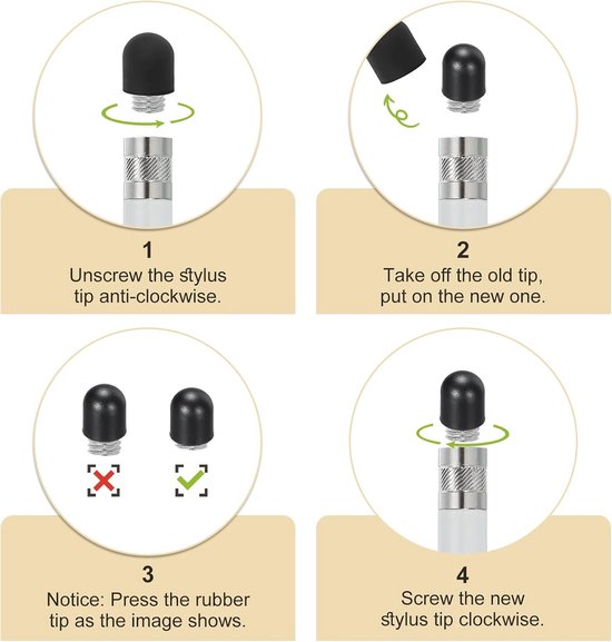 reserve penpunten 6/7/8 mm - 3-in-1 siliconen - geleidende punt - geschikt voor touchscreen - 10 stuks - m-winkel — afbeelding 3