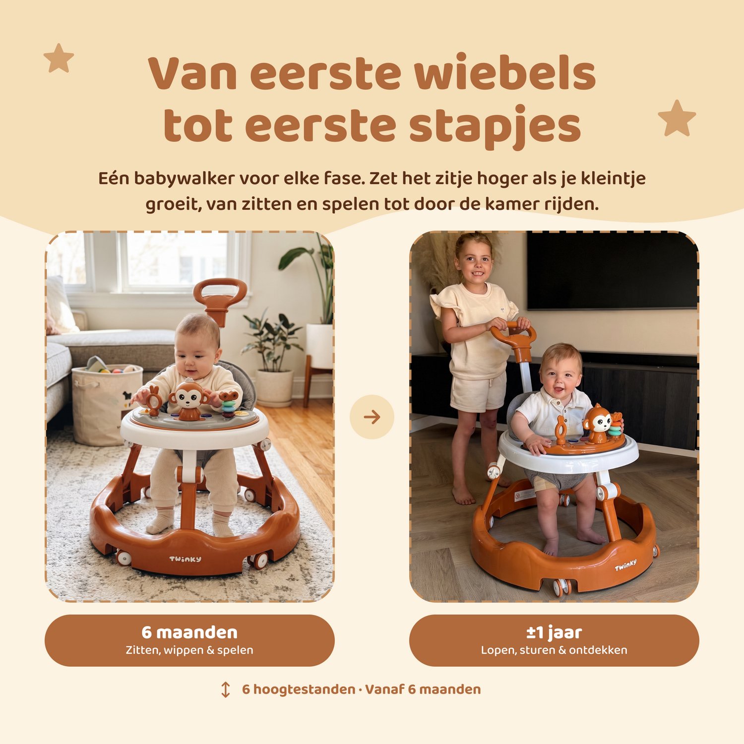 Twinky® Babywalker – Luxe Loopstoel met 3-delige speelset – Loopstoeltje voor Baby inclusief Voetenmat en Steel – foto 8