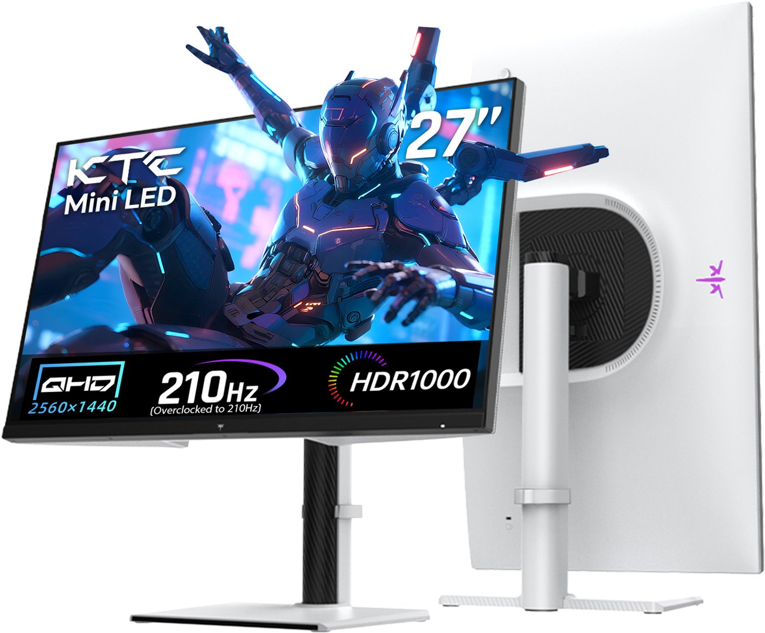 KTC M27T6S Gaming Monitor 27 inch QHD 200Hz (210Hz OC) Fast IPS, HDR1000, 1ms MPRT, FreeSync & G-Sync, Verstelbare Voet