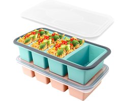 Silicone Freezer Trays Met Deksel - Souper Cubes 1 Cup - Meal Prep Voor Soep En Sauzen - Gemakkelijk Uitneembaar - BPA Vrij Siliconen Vorm - 2 Stuks Set - Ideaal Voor Invriezen Van Maaltijden