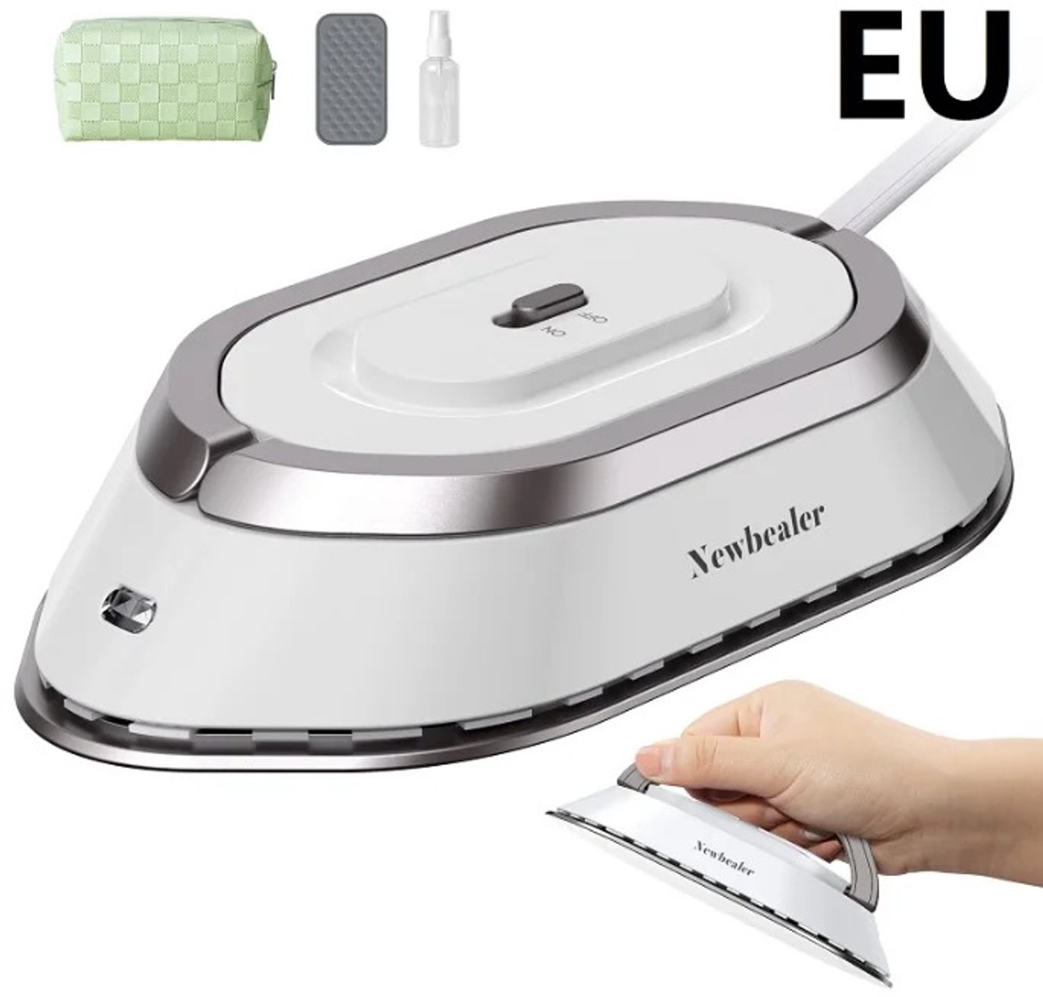 Cherrys Finds - Draadloos Stoomstrijkijzer - Lichtgewicht strijkijzer - Handstrijkijzer - Handstrijkmachine - Kreukverwijderaar - Kleding Strijken - Lichtgrijs