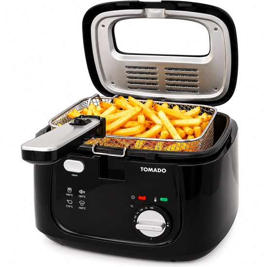 Tomado TDF2501B - Frituurpan - 2,5 liter - Anti reukfilter – Kunststof friteuse - PFAS vrij - Zwart