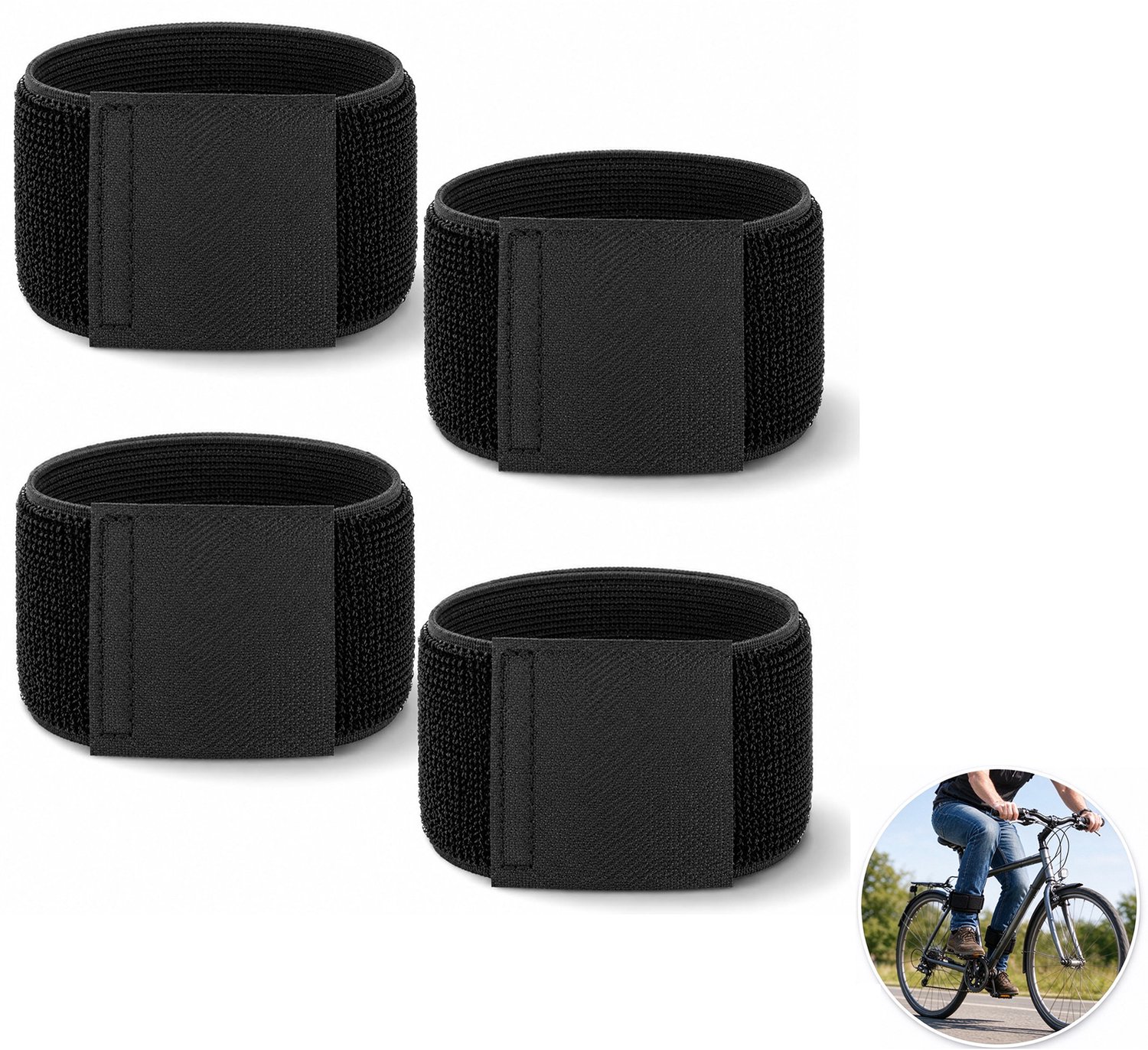 Lifhelpe Fiets Broekklem - Broekclip Voor Fietsers - 2 Paar - Elastische Enkelbanden - Klittenband - Zwart - Beschermt Broekspijpen