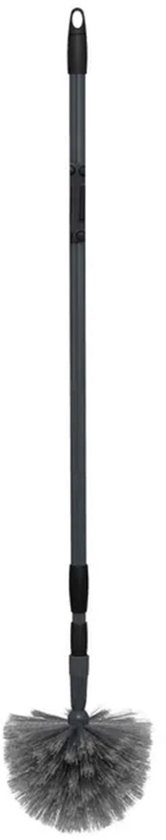 Grijze ragebol met uitschuifbare steel, lengte 85 tot 150 cm, met een ophangoog.