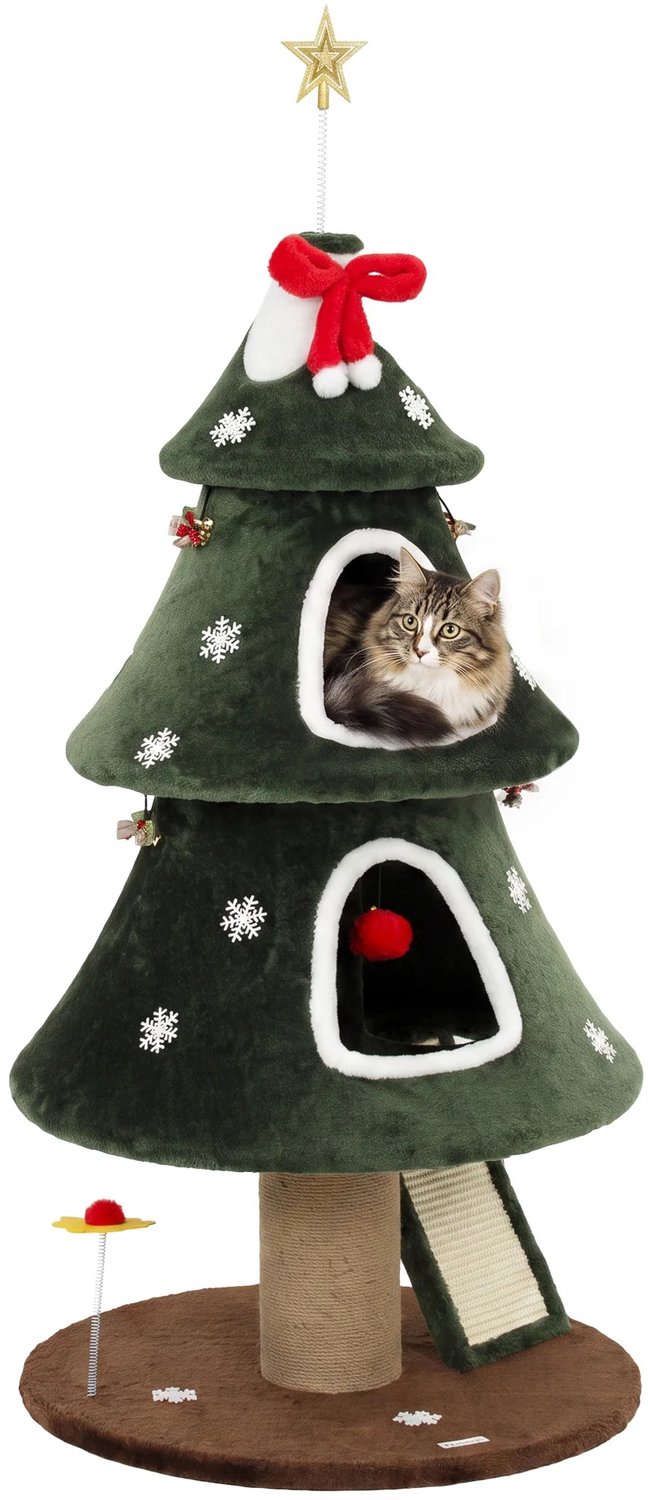 Lamor Kattenkrabpaal - Krabpaal - Kerstboom voor Katten - Kattenhuis - Kattenboom - Krabpalen - Kat - Kerst - 60 x 60 x 132 cm